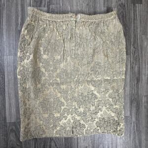 Carmen Marc Valvo Metallic Brocade Pencil Skirt Size 16 Gold Evening Career